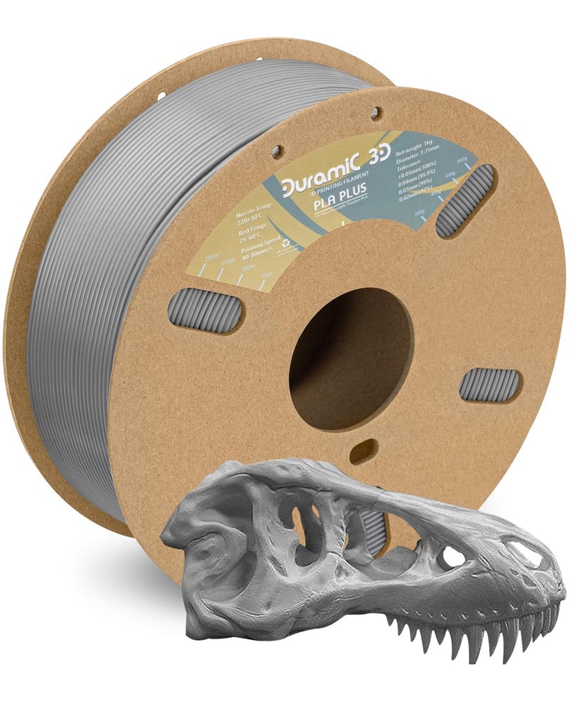 DURAMIC 3D PLA+ Filament 1.75mm 1Kg Gray, PLA Plus Filament 1Kg Spool(2.2lbs) Tougher and Stronger, Dimensional Accuracy Probability +/- 0.02mm - Image 1